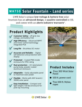 Load image into Gallery viewer, Full MH750 Solar Fountain - Land Series System (All Parts Included)